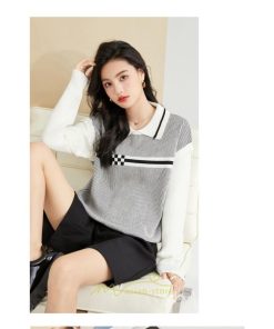 ニット・セーター | ニット レディース トップス 秋冬 セーター 長袖 秋服コーデ 切り替え ボーダー柄 ストライプ あったか 暖か 2022新作 通学 定番 かわいい 通勤 オシャレ