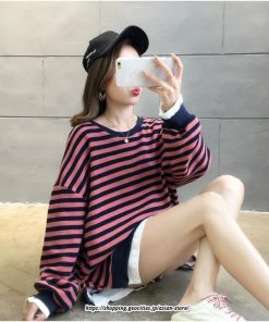 パーカー | 重ね着風トレーナー レディース 長袖 トップス カジュアル スウェット ボーダー柄 ゆったり トレーナー トップス 切り替え 可愛い きれいめ レイヤード風