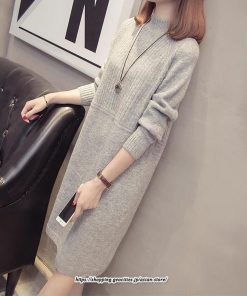 マキシ | ニットワンピース ワンピース レディース チュニック ハイネック ひざ丈 ゆったり セーター 暖か 無地 着痩せ キレイめ おしゃれ 上品 通勤 フェミニン