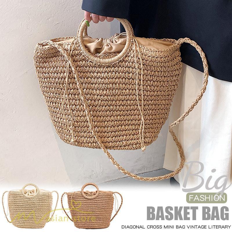 女性用バッグ | レディース バッグ かごバッグ ショルダーバッグ ストローバッグ 編み 小物 シンプル 軽量 大人 軽い 旅行 オシャレ 40代 可愛い 50代 30代