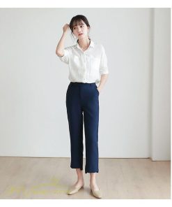 スラックス | ボトムス 夏 レディース 着痩せ 日常感 ゆったり OL ハイウエスト カジュアル ビジネスパンツ オフィス パンツ フォーマル 夏コーデ 9分丈 おしゃれ