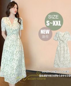 マキシ | ワンピース レディース 夏 半袖 体型カバー 着痩せ 韓国風 30代 40代 通勤 OL デート おしゃれ 2022 キレイめ 新作