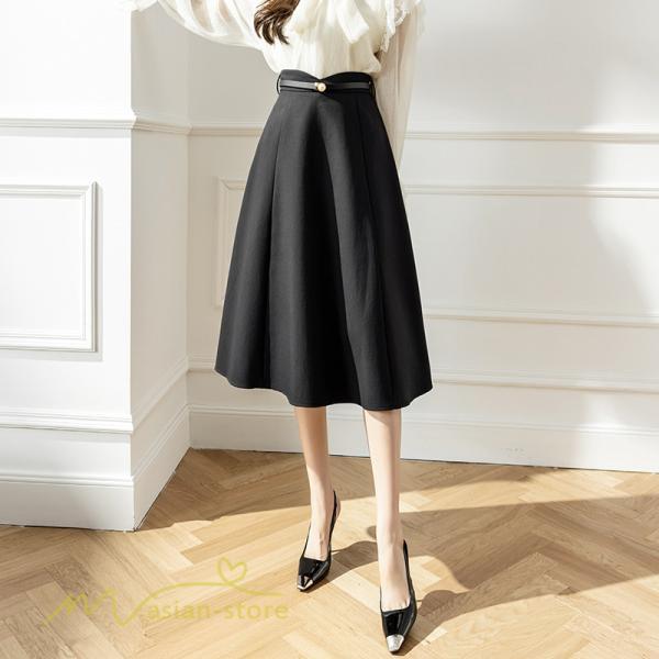 スカート | Aラインレディース 着痩せ 大人 カジュアル 秋冬コーデ 無地 40代 50代 大きいサイズ ひざ丈 膝丈 20代 ハイウエスト きれいめ 30代 大人