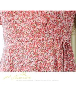 ミディアム | ワンピース レディース 小花柄 きれいめ 半袖 Aラインワンピース 着痩せ 日常感 Vネック 大きいサイズ 30代 サマーワンピース 上品 40代 大人 膝丈