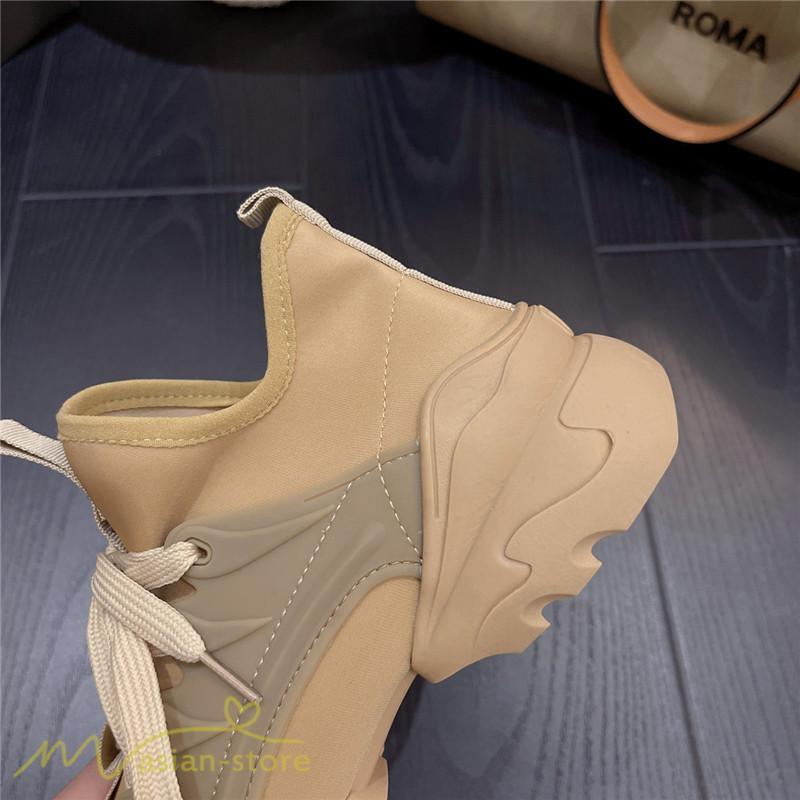 スニーカー | インソール レディース ダッドスポーツシューズ 靴 厚底 レースアップ 無地 履きやすい ハイカット 可愛い 脚長効果 歩きやすい 新作