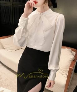 シャツ・ブラウス | ブラウス レディース きれいめ 40代 春夏秋新作 オシャレブラウス リボンネック 長袖トップス 大人 通勤OL カジュアル 50代 ゆったり エレガント シャツ30代