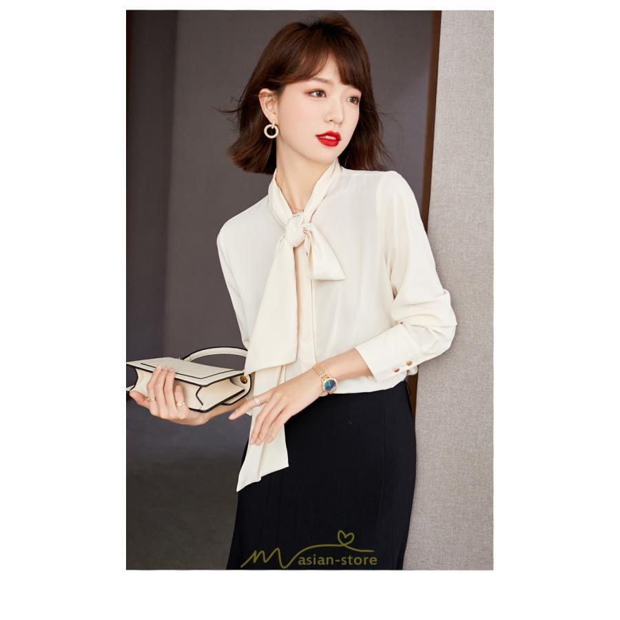 シャツ・ブラウス | ブラウス シャツ 秋 秋服 レディース リボン 春 秋 新作 シフォン 長袖 ゆったり 可愛い お出かけ カジュアル キレイめ エレガント おしゃれ 通勤