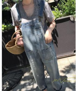 オーバーオール サロペット | サロペットパンツ オーバーオール デニム ゆったり ハイウエスト レディース カジュアル ヴィンテージ加工 無地 2020夏コーデ 復古風 デイリーコーデ