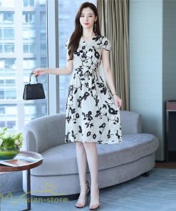 ミディアム | ワンピース 膝丈 カジュアル レディース 花柄 半袖 ｖネック ミディアムワンピイース Aラインワンピース 上品 夏 20代 サマーワンピース 40代 30代 きれいめ