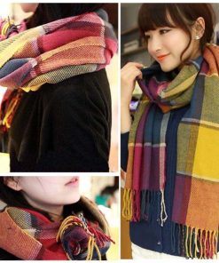 マフラー | ストール マフラー ロング スカーフ 秋冬 チェック柄 大判 ニット