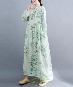 マキシ | ワンピース 大きいサイズ レディース マキシワンピ 緑 花柄 ぽっちゃり 長袖 サイドポケット かわいい きれいめ カジュアル 体型カバー 細見え 美シルエット