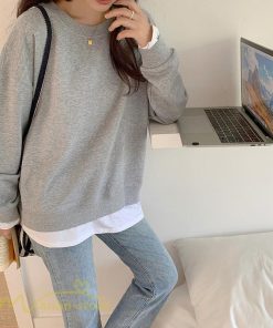 パーカー | 重ね着トレーナー レディース 長袖 トップス カジュアル スウェット 重ね着風 チュニック 体型カバー カットソー ゆったり カジュアル プルオーバー トレーナー