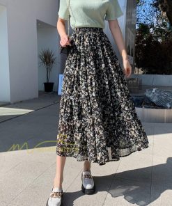 スカート | ロング 秋 花柄 柔らか ボトムス レディース ロングマキシ丈 シンプル 無地 カジュアル 着痩せ コーデ 春 30代 50代 秋20代 シフォン 40代 夏