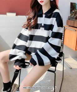 パーカー | トレーナー レディース スウェット 大きいサイズ 韓国 トップス 長袖 おしゃれ ボーダー柄 チュニック 送料無料 体型カバー 大きいサイズ Tシャツ