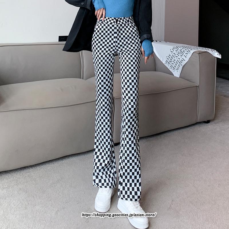 チノ・テーパード・ジョガー・スキニーパン | パンツ レディース フレアパンツ チェック柄 トレンド カジュアル ハイウエスト スキニーパンツ トレンド かわいい 楽ちん お出かけ 送料無料 デート おしゃれ