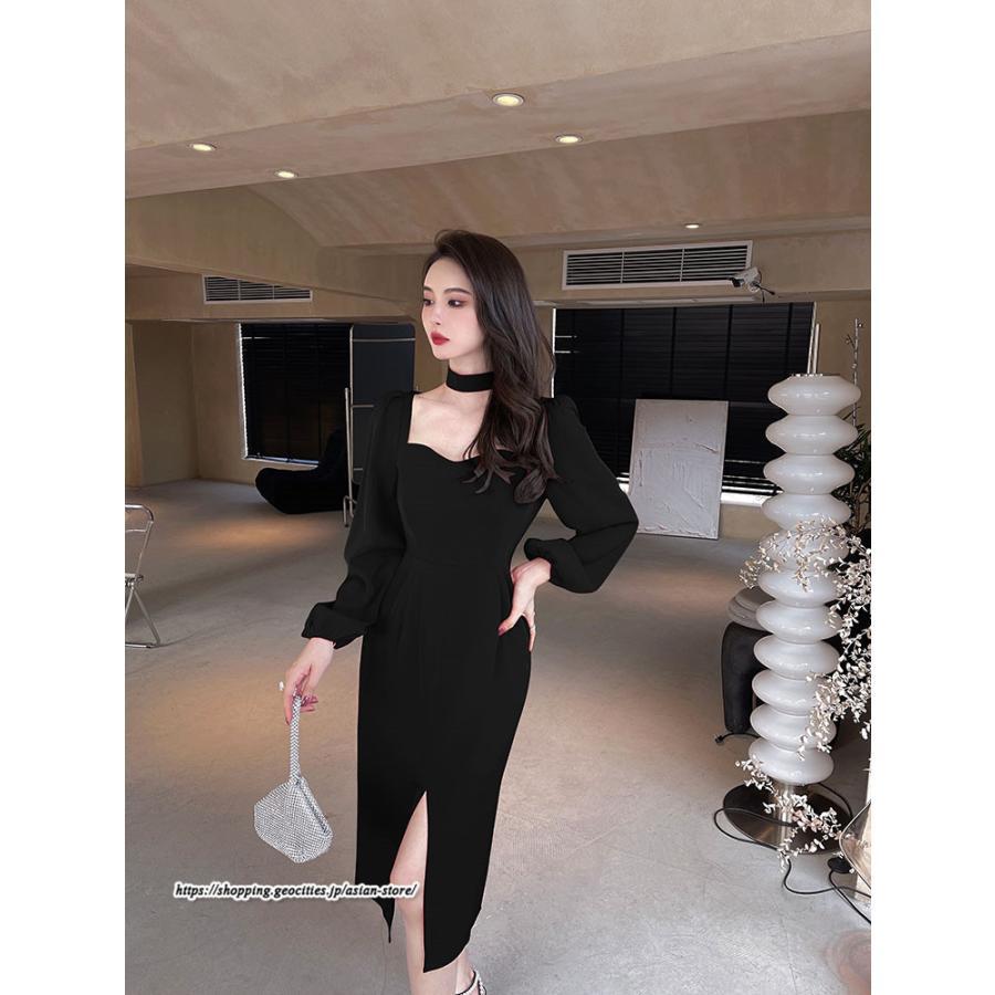 タイト | セクシーワンピース 二次会ワンピース 上品 高級感 ワンピース 長袖 タイトワンピース スリム 美ライン スリット お呼ばれワンピース 結婚式 オフィス 通勤