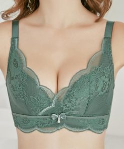 キャミソール | ショーツ 4段ホック 下厚パッド付き ブラ レース 2点セット リボン付き セクシーランジェリー ノンワイヤー ブラジャー