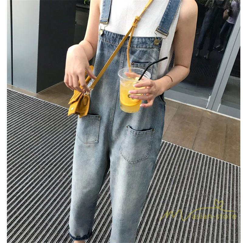 オーバーオール サロペット | サロペットパンツ オーバーオール デニム ゆったり ハイウエスト レディース カジュアル ヴィンテージ加工 無地 2020夏コーデ 復古風 デイリーコーデ