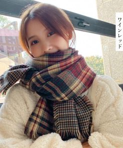 マフラー | チェック柄大判ストール 両面マフラー秋冬