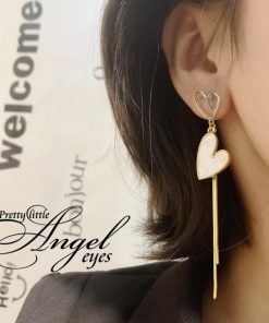 その他アクセサリー | ジュエリー 可愛い アクセサリー お呼ばれ きれいめ 韓国風 アシンメトリー 左右非対称 ハートピアス レディース 揺れる