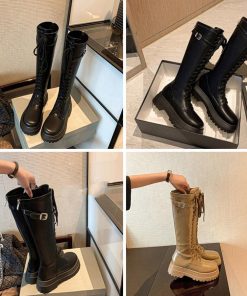 ニーハイブーツ | 厚底 ロングブーツ レースアップ 韓国風