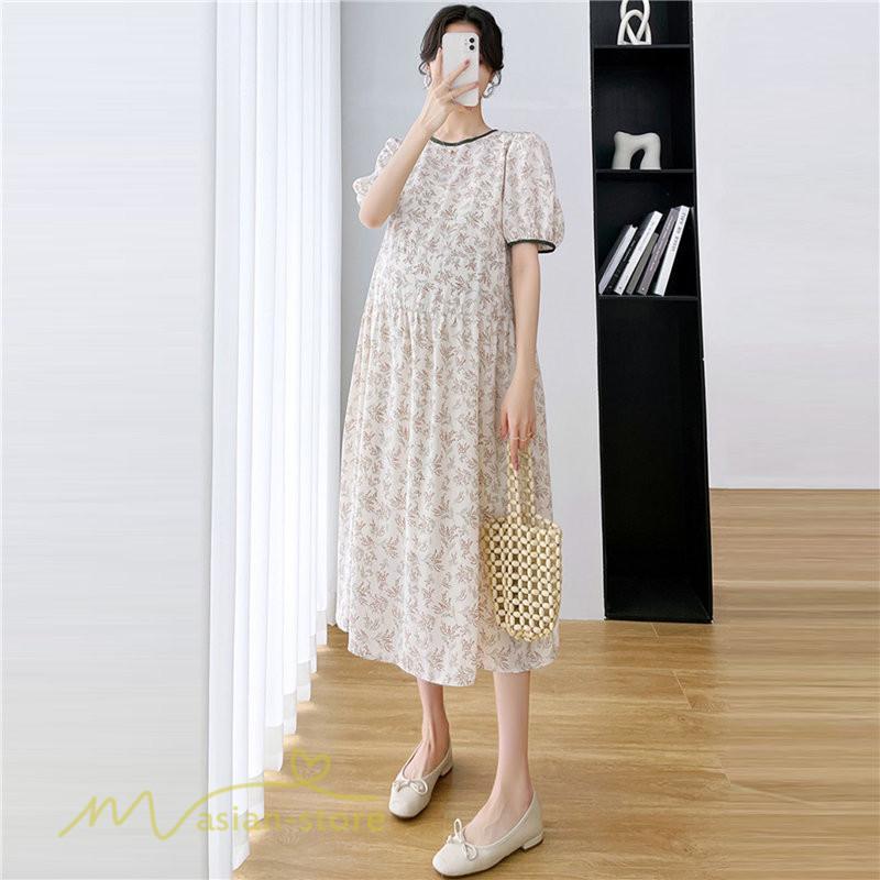ワンピース | マタニティレディース 着痩せ 韓国風 小花柄 妊婦服 マタニティウェア 上品 大きいサイズ 夏服 Aラインお出かけ マタニティ