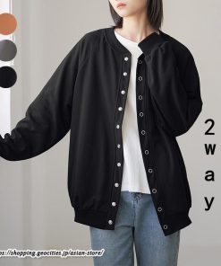 コート・ジャケット | コクーン2WAYカーデ カーディガン レディース 長袖 ジャケット アウター ゆったり コート 秋冬 スタンドカラー 前後 ミドル丈 ボタン ポケット トレーナー