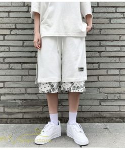 ハーフパンツ ショート | ハーフパンツ メンズ ショート丈 新作 夏コーデ おしゃれ 重ね着 レイヤード風 白 黒 日常感 カジュアル 運動着 ワイドパンツ ゆったり スウェットパンツ 着回し