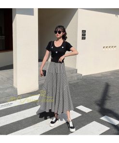 スカート | フレア フレアマキシ ロングコットン ウエストゴム マキシチェック柄 レトロ風 20代30代40代50代 通勤通学 カジュアル
