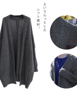 ニット・セーター | ロング丈 ケーブル編みカーデ 体型カバー 秋冬 韓国風 厚手 ニットカーディガン レディース コーディガン ライトアウター