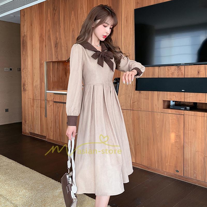ミディアム | ワンピース レディース おしゃれ ロングワンピ 40代 50代 膝丈ワンピース 韓国風 着痩せ 大人可愛い 通勤 秋服 カジュアル 春夏 20代30代 レトロ風 上品 二次会