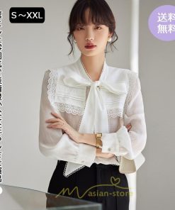 シャツ・ブラウス | ブラウス レディース 長袖 50代 白 シャツ ゆったり トップス きれいめ フォーマル 上品 フェミニン 高品質 20代 40代 OL 蝶結び お出かけ 30代 通勤