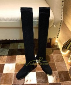 ロングブーツ | レディース ニーハイブーツ ロング丈 ストレッチ ソックスブーツ ニットブーツ 太ヒール 20代30代40代 おしゃれ 美脚 上品 トレンド 歩きやすい