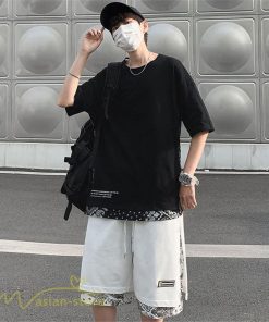 Tシャツ | Tシャツ メンズ 半袖 重ね着風 カジュアル半袖tシャツ 夏新作 メンズスタイル カットソー 上品 切り替え 2XL 大きいサイズ クルーネック 黒 白