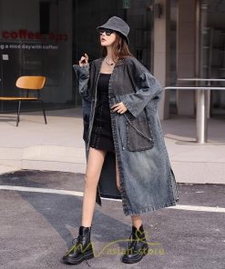 オーバーオール サロペット | デニム コート レディース ロングコート アウター 春夏 20代 30代 40代 フード付き カジュアル スプリングコート 通勤 大きいサイズ 大きいサイズ