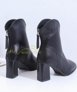 ショートブーツ | ブーティー ブーツ レディース シューズ 靴 太ヒール チャンキーヒール 合皮ブーツ PUブーツ くつ 春秋冬 美脚 黒靴 後ろファスナー 大人