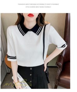 tシャツ・カットソー | レディース トップス Tシャツ 着痩せ ニット きれいめ 女性着 ポロ 着回し 学院風 5分袖 可愛い 配色切替 上品 サマー風 20代 アウトドア 夏コーデ 新作 人気