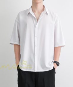 シャツ | 夏メンズ 半袖 涼感 落ち感 トップス 五分袖 前開き 開襟カジュアル男性 無地 かっこいい 上品 スリム 30代40代 大人 仕事 50代 夏服
