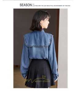 シャツ・ブラウス | デニムシャツ シャツ トップス レディース ブラウス 着痩せ デニム カジュアル エレガント 通勤 通学 オシャレ キレイめ 秋 上品 2022 可愛い 冬 ナチュラル