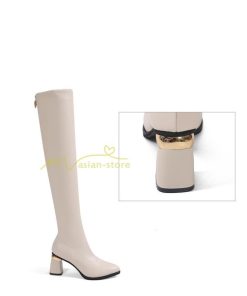 ロングブーツ | ニーハイブーツ チャンキーヒール 太ヒール レディース 靴 シューズ お出かけ 秋冬 ロング丈ブーツ 春秋冬 太ヒール 美脚 大人 黒靴