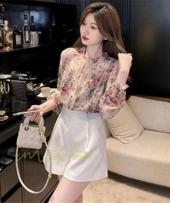シャツ・ブラウス | ブラウス レディース きれいめ 40代 春夏秋新作 オシャレシフォンブラウス 花柄シャツ 長袖トップス 大人 通勤OL リボン付き シャツ30代 ゆったり 50代 上品