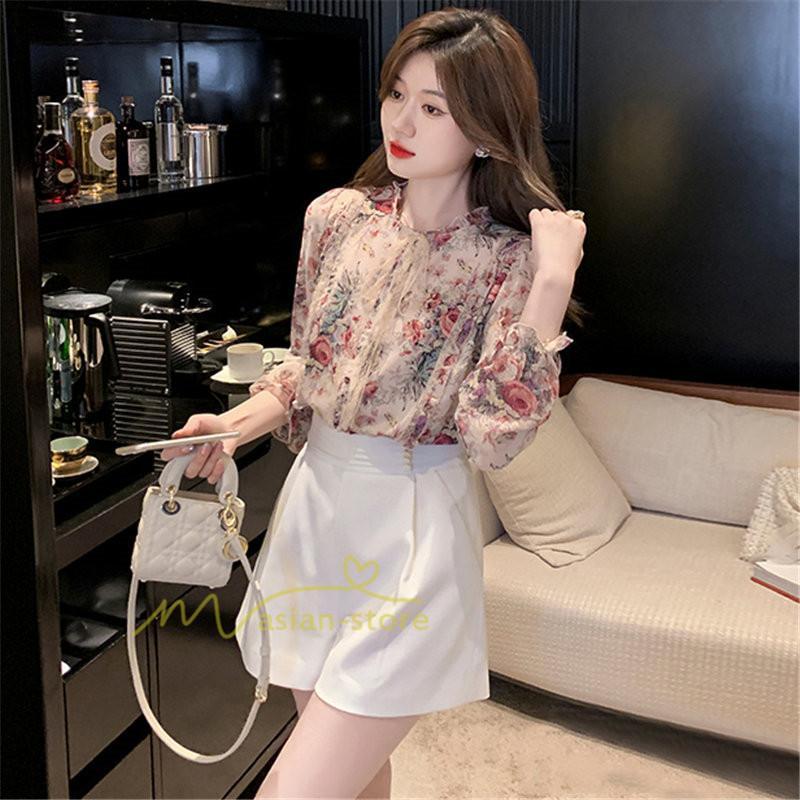 シャツ・ブラウス | ブラウス レディース きれいめ 40代 春夏秋新作 オシャレシフォンブラウス 花柄シャツ 長袖トップス 大人 通勤OL リボン付き シャツ30代 ゆったり 50代 上品