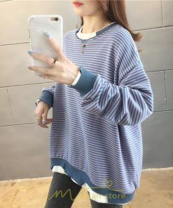 パーカー | 重ね着風トレーナー レディース 長袖 トップス カジュアル スウェット 丸首 プルオーバー ゆったり 抜け感 シンプル 大人 無地 ボーダー柄