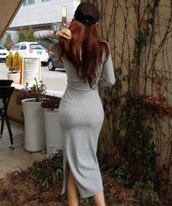 ワンピース | ニット秋冬 30代40代 レディース リブニット 長袖 セクシー ロングタイトスリムフィット きれいめワンピ