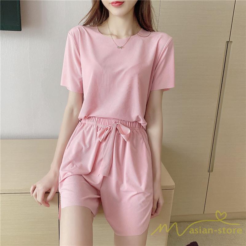 パジャマ ルームウェア | パジャマ レディース 夏 半袖 ルームウェア 涼しい 部屋着 ナイトウェア 寝間着 柔らかく軽い薄手の快適Tシャツパジャマ 薄手パジャマ 部屋着 上下セット