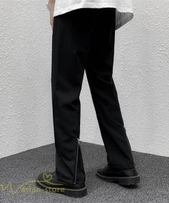 チノパン | パンツ ワイドパンツ メンズ 夏 新作 ファスナー ジッパー ガウチョパンツ ゆったり 体型カバー アンクルパンツ ビジネス 無地 通勤 大きいサイズ オフィス 黒