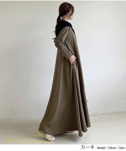 マキシ | Aラインワンピース ワンピース レディース 無地 長袖 マキシワンピース プルオーバー カジュアル 20代 30代 ゆったり 体型カバー フレア 40代 50代 おしゃれ