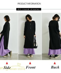 セットアップ | ワンピース 秋スカート レディース 秋物 ロングワンピース ロングスカート フリーサイズ 2点セット 着回し ウエストゴム 可愛い ゆったり 無地