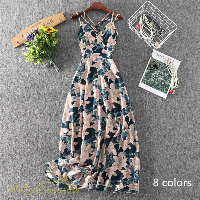 セール | ワンピース キャミソール ロング 花柄 フラワー キャミワンピ レディース ウエストゴム セクシーワンピ ハイウエスト 涼しい 2021夏新作 旅行 ビーチ プリント