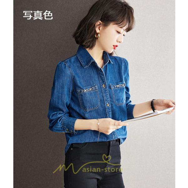 シャツ・ブラウス | デニムシャツ レディース 長袖 羽織り シャツ デニム 秋 冬 かっこいい 40代 30代 20代 おしゃれ 可愛い お出かけ オシャレ キレイめ 上品 着痩せ